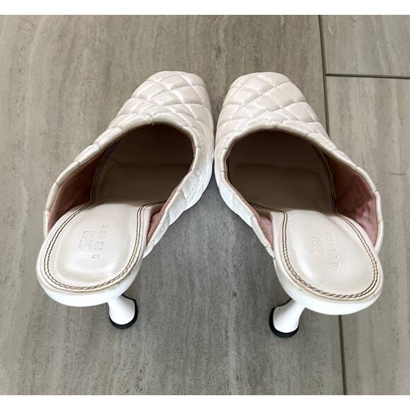 ASOS DESIGN Popeye Quilted High Heeled Mules in White Square Toe Size 8 - Picture 3 of 9